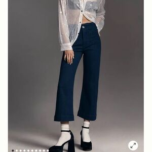 Maeve by Anthropologie The Colette Cropped High-Rise Wide-Leg Jeans dark wash 30